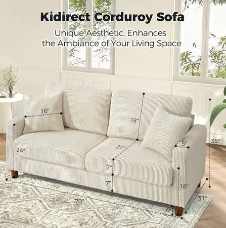 BRAND NEW in Box Kidrect Boho 70” Corduroy Sofa