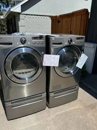 LG TruSteam Stackable Washer and Dryer with Pedestals