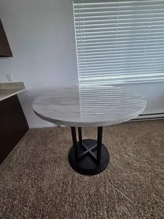 Shiny Marble Finish Counter Height Dining Table
