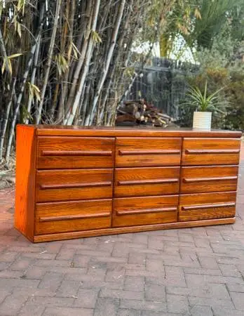 Postmodern Vintage 9-Drawer Long Dresser Credenza | Mid Century Modern
