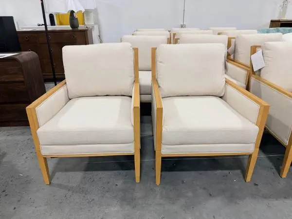 Windsor Linen Solid Natural Wood Frame Accent Chair (Set Of 2)