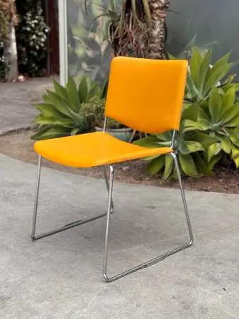 Vintage Mid Century Modern Orange Office Side Desk Chair, Made in USA