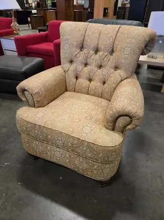 Habitat for Humanity Restore –Flexsteel Gold Paisley Rollback Armchair