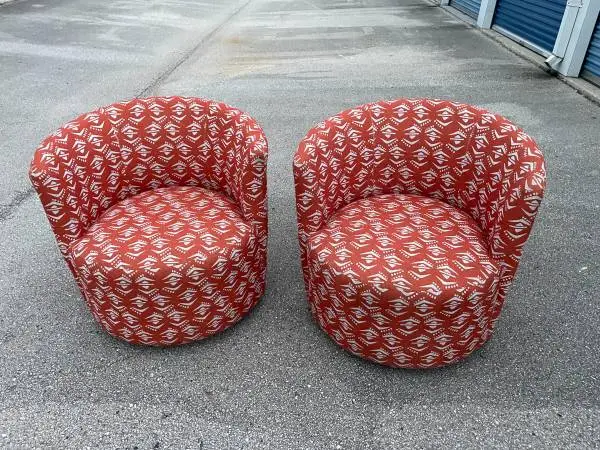 Mid-Century Modern Style Swivel Barrel Chairs-Used good condition-Both