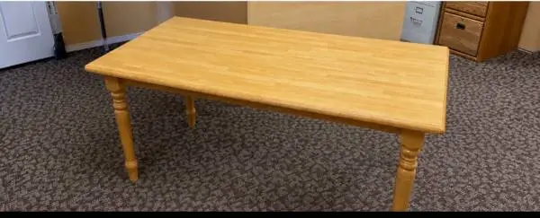 Wooden Kitchen Table w/ Glass Top