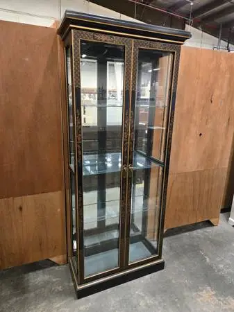 Habitat for Humanity Restore –Black & Gold Painted China/Curio Cabinet