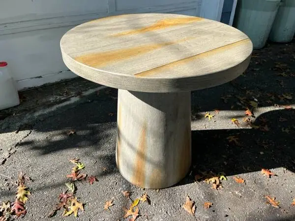 Indoor / Outdoor Solid Cement Table with Woodgrain Finish