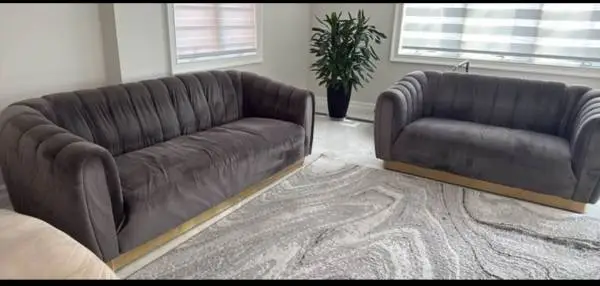 ******* 2 pc. set of sofa and love seat gray color gold base