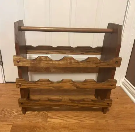 Vintage solid oak wine rack