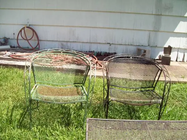 2 Woodard MCM Heavy Iron Patio Arm Chairs-Use As Is OrPaint 2=