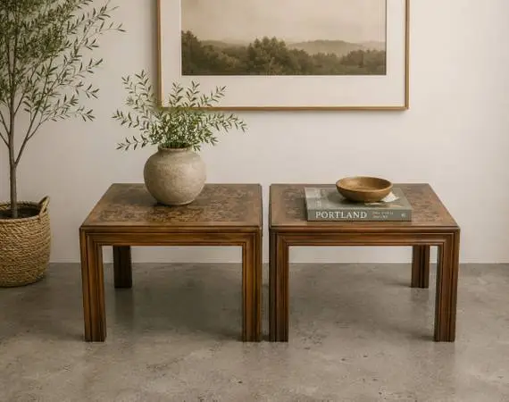 LANE MID CENTURY MODERN SOLID WALNUT SIDE TABLES