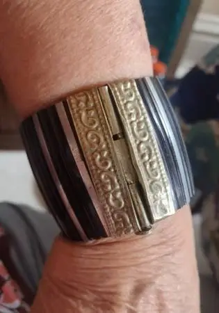 Horn Brass Silver CUFF BRACELET - Vintage, Hand Made