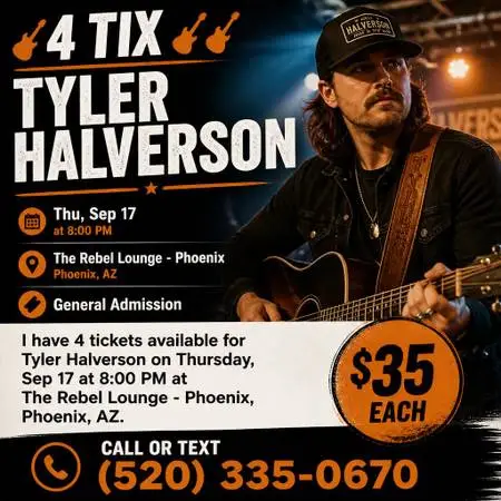⒋TIX 🎸🎸 Tyler Halverson: 🎸🎸 General Admission!!
