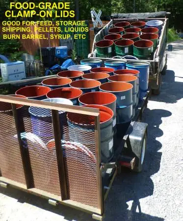 FOOD-GRADE BARREL / DRUM WITH CLAMP-ON LID - BURN / FEED STORAGE / ETC