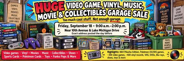 Huge Video Game, Vinyl, Music, Movie & Collectibles Garage Sale — Fr