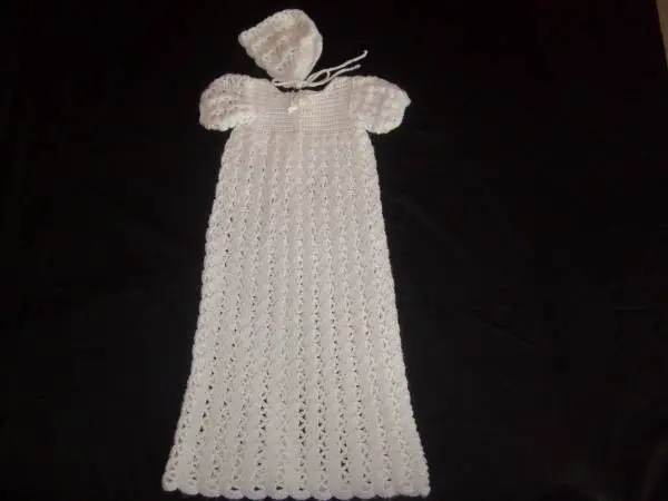 Infant Hand Crochet Christening/Baptism Gown with Bonnet