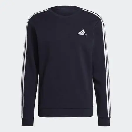 Navy Adidas men Essentials Fleece 3-Stripes Sweatshirt Mens Large