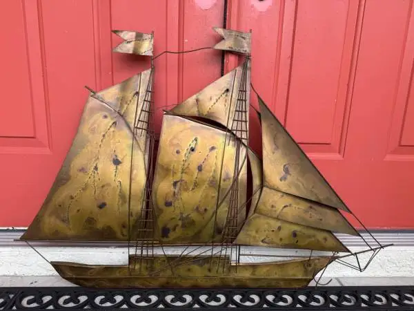 large vintage metal ship nautical wall art
