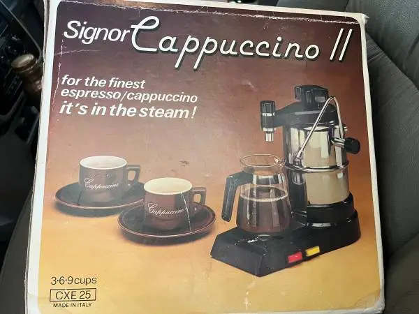 Vintage 1986 Signor Cappuccino/Espresso II Coffee Maker ITALY - NEW
