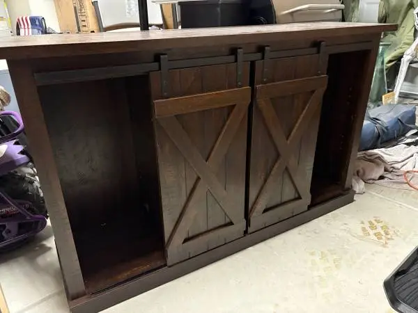 TV stand cabinet dark wood