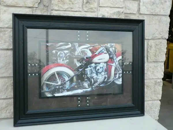 Harley  Davidson 31 x 42 Wood Framed Fine Art Picture