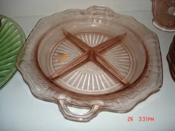 Depression dishes - pink, green, amber, & other items