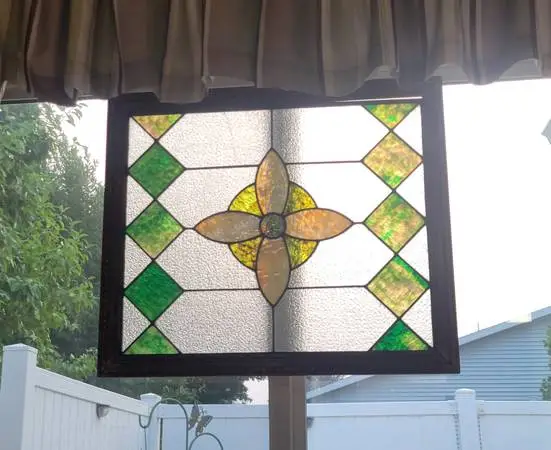 Antique Stained Glass Window 27 x 23
