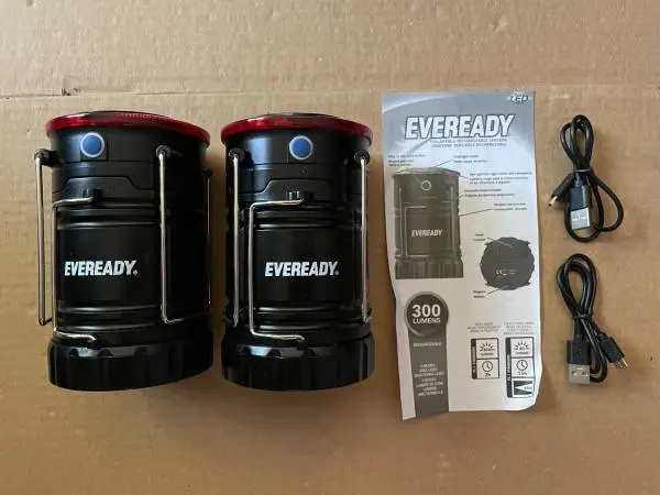 2 Eveready 2-Way Rechargeable LED Camping Lantern NEW