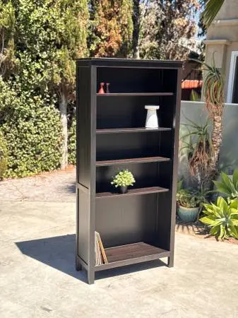 Modern Farmhouse Black Tall Bookcase Cabinet Solid Wood IKEA