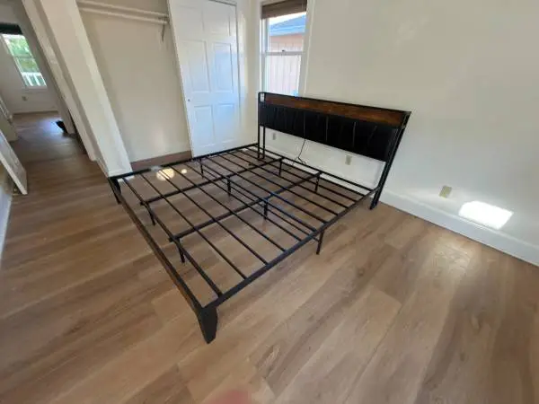 King Metal and Leather Bed Frame