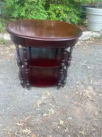 Vintage dark mahogany multi tier end table