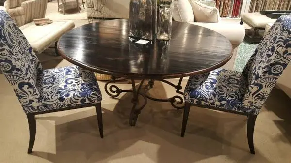 🌸ROUND DINING TABLE IRON SCRAPED WOOD $2000 RETAIL NEW NEED GONE ASAP