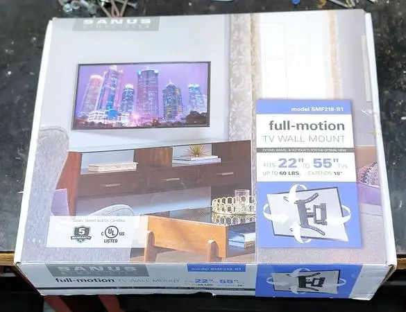 Sanus SMF218-B1 Large TV Wall Mount Full Motion Brand New 60 Pound Cap