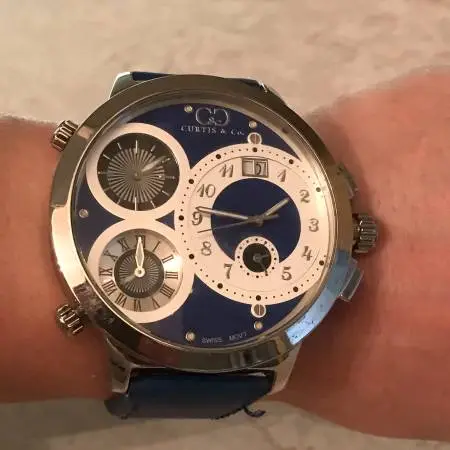 Curtis & Co Big Time World 57mm Large 4 Time Zone Mens Watch Blue