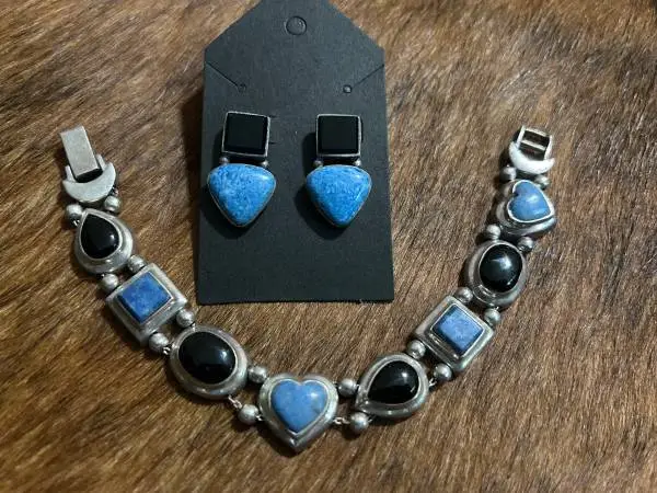 VTG Art Deco Sterling Silver Bracelet & Earring set