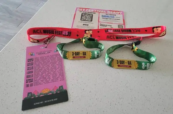 ACL weekend ONE - 3 Day GA wristbands 4 available