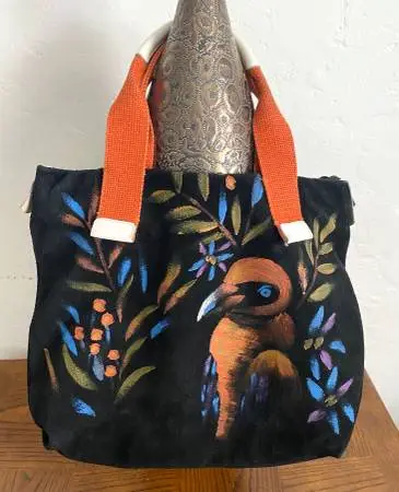 Genuine Suede Hand Painted Tote Bag