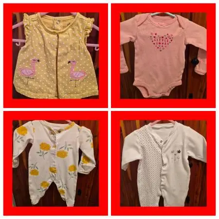 Over 32 pcs baby girl namebrand clothing size 0-6 months
