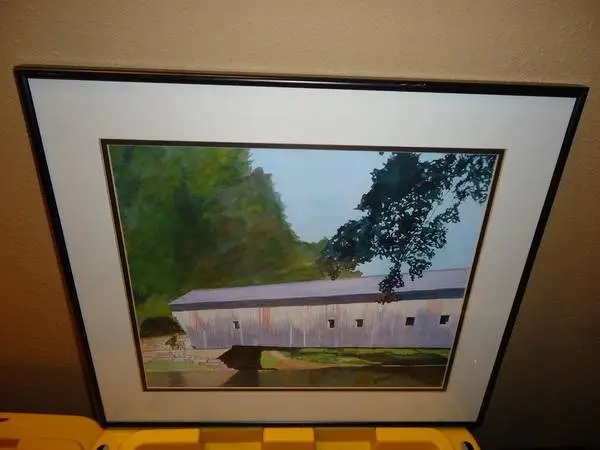 Original watercolor covered bridge