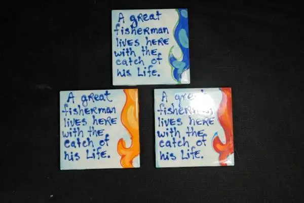 Set of 3 Colorful Maggie Ruley Key West Coasters Fisherman Theme