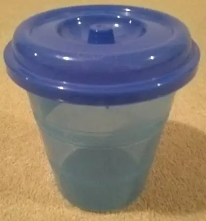 Decorative Blue Round Plastic Storage Container with Lid