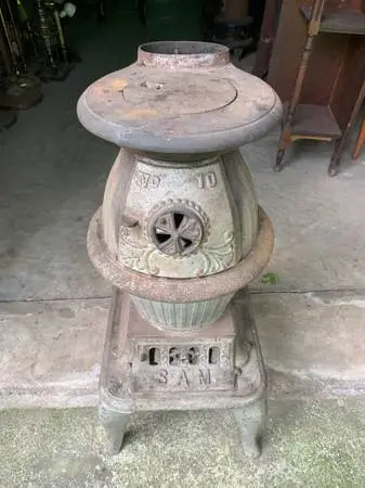 Antique SAM No 10 Cast Iron Pot Belly Stove