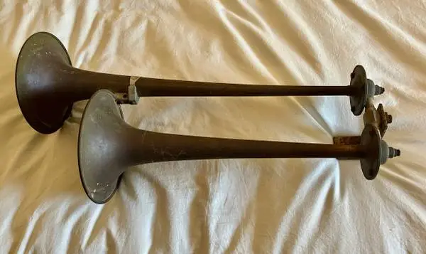 Vintage Brass Air Horn Trumpets made in Los Gatos, Ca.