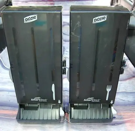 Dixie Ultra Smart Stock Fork and Knife Utensil Dispensers Translucent