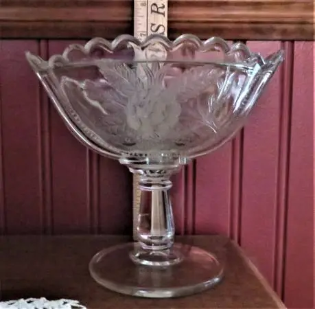 Vintage Crystal Compote Dish, scalloped, stem - for candy, nuts, etc.