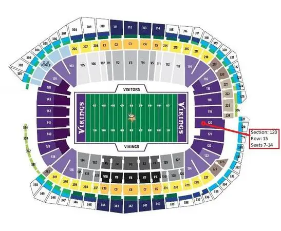 VIKINGS vs. MIAMI DOLPHINS 10/4 Section 120 Row15