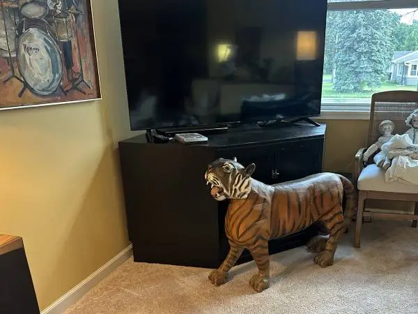 Lifesize Wooden Tiger Sculpture
