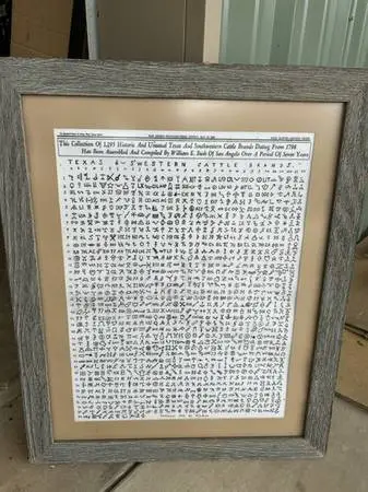 Framed Texas Cattle Brands