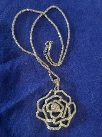 Rhinestone Rose Necklace