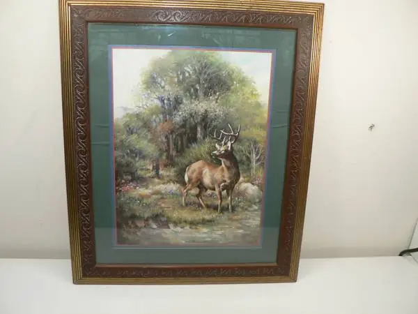 20 x 24 Signed Print from Julia Grainer White Tail Deer Framed